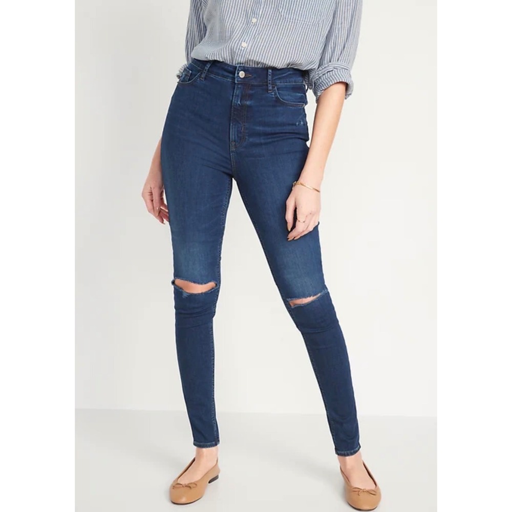 Old Navy size 14-18 women's extra high rise super skinny distressed jeans casual